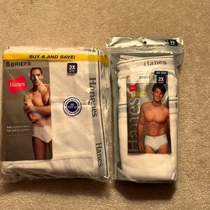 2 pkgs of size 2X Hanes men’s classic white briefs nib